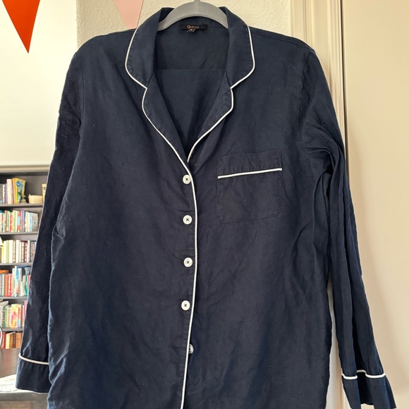 Quince linen pajama set in navy - Picture 4 of 8